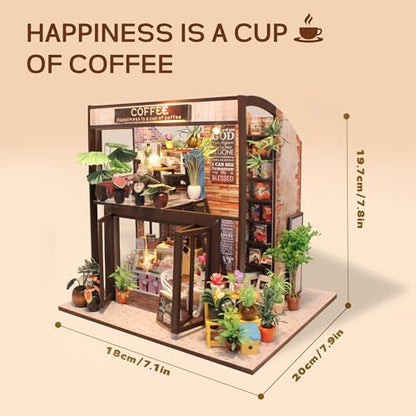 Flever Dollhouse Miniature DIY House Kit Creative Room with Furniture for Romantic Valentine's Gift(Time of Coffee) - Image 2