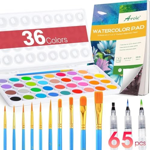 AROIC 65 Pieces Watercolor Paint Set for Adults Artists, Beginners by AROIC