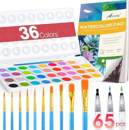 AROIC 65 Pieces Watercolor Paint Set for Adults Artists, Beginners by AROIC