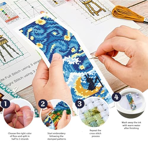 ORIGACH 6 Set Starry Night & Landscape Cross Stitch Bookmark Kit - Image 4
