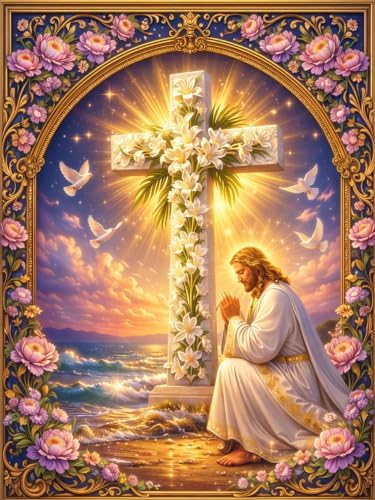 Diamond Art Kits for Adults,Jesus Cross Diamond Art Painting Kits for Adult by croshom