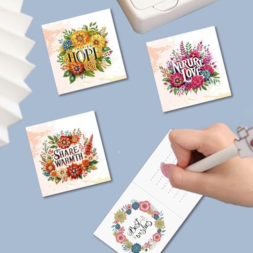 jinglinhh 6pcs Diamond Art Painting Flower Letter Greeting Cards with Envelopes, DIY Card Making Kits for Adults, Diamond Art Postcards Holiday Cards Craft Gifts - Image 5