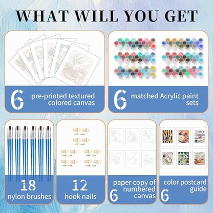 6 Pack Paint by Numbers Kit for Adults, Breakfast Painting, 8x10 Inch - Image 4
