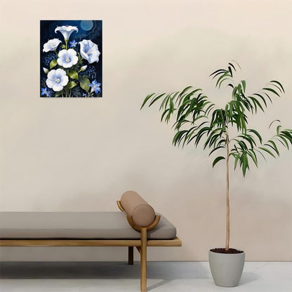Sceorixa Floral Paint By Numbers Kit for Adults - DIY White Moonflowers Painting On Canvas, Acrylic Paint Set, Suitable for Beginners, Wall Decor Art for Home Decoration Or Gifts(12X16IN Framed) - Image 4