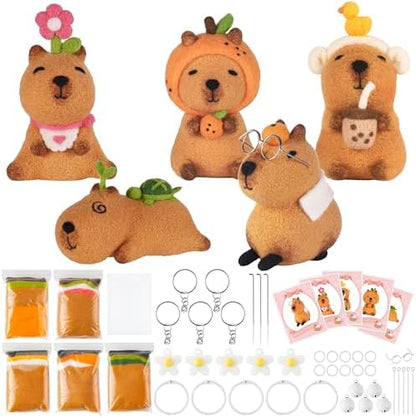 Capybara Needle Felting Kit - 5 Set Cute Animal DIY Doll Wool Craft Set with Felt Tool Instruction Foam Mat, DIY Needlework Keychain Craft for Adults Beginners Christmas Birthday Gift (Style 3) by Unknown