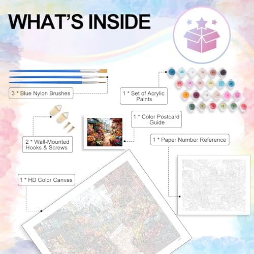 Paint by Numbers Kit for Adults, Flowers Street Number Painting Canvas Kit - Image 4