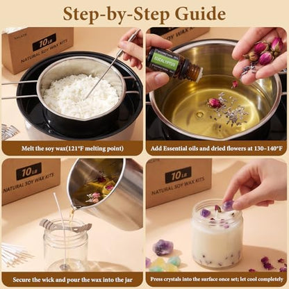 SACATR 10LB Natural 100% Soy Wax Candle Making Kit, with DIY Accessories - Image 4