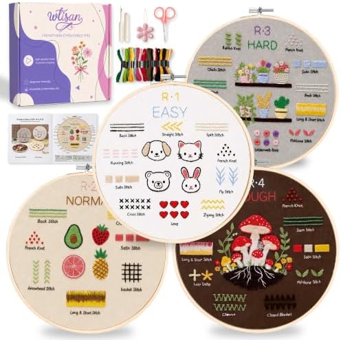 wtisan Embroidery Kit for Beginners, 4 Stages to Learn Cross Stitch Kits by wtisan