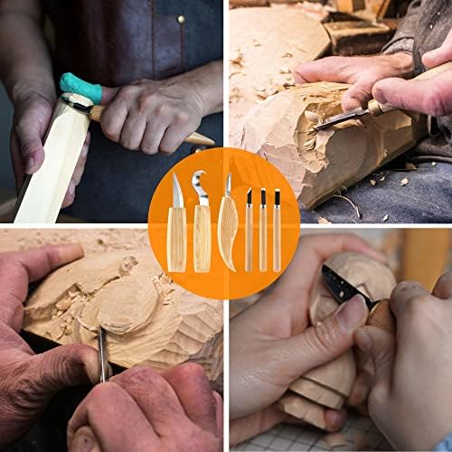 Wood Whittling Kit 6PCS Professional and High Performance Stainless Steel Tools Set ​for Beginner Carving for Adults and Kids Beginners Wood Carving Kit Set - Image 4