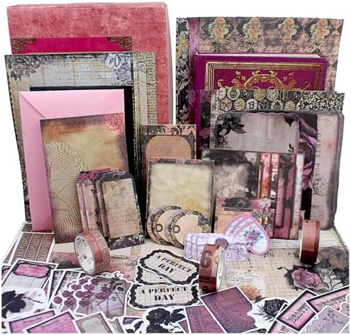 Diuhofart Vintage Scrapbooking Supplies Kit, 185pcs Junk Journal Kit with Scrapbook Paper A6 Aesthetic Notebook, Scrapbook Kit, Art Craft DIY Gift for Adult Women by Diuhofart