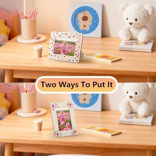 Lesnala 6 Pcs Unfinished Wood Picture Frame Crafts DIY Kits with Stickers - Image 3