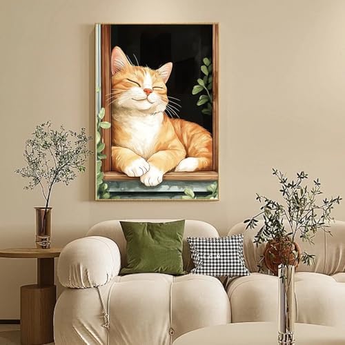 Camocin Framed Paint by Numbers Kit for Adults Beginners – Cute Orange Cat - Image 2