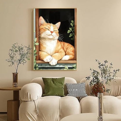 Camocin Framed Paint by Numbers Kit for Adults Beginners – Cute Orange Cat - Image 2