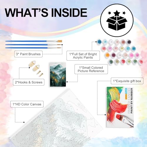 Yezavesu Framed Paint by Numbers Kit for Adults Beginner & Kids Ages 8-12, Mountain Paint by Numbers with Frame, DIY Number Painting for Adults Watercolor Forest for Home Wall Decor Gift 8X 12 inch - Image 5
