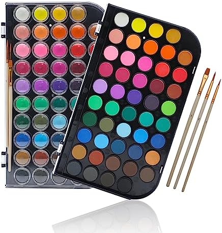 Artecho 48 Colors Watercolor Paint Set, 3 Brushes by Artecho