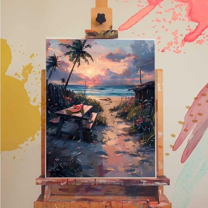 Beach Paint by Numbers Kit for Adults Tree Paint by Numbers, DIY Acrylic Watercolor Oil Painting Kits for Adults Beginners with Brushes, Hobbies for Women for Home Wall Decor, Gifts 28x38 in 9-86 - Image 3