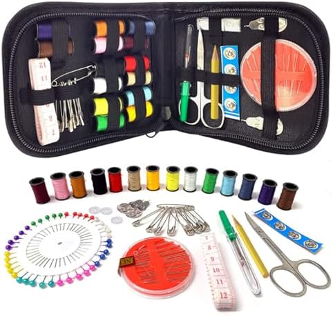 Yayatty 98 PCS Needle and Thread Sewing Kit for Adults, Basic Hand Sewing Starter Set Including Spools of Thread, Sewing Needles, Scissors, Thimble, Tape Measure for Beginners, Home, Travel by Yayatty