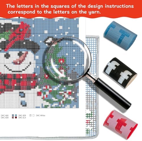 ZFFLYH Christmas Snowman Latch Hook Rug Kits, DIY Rug Crochet Yarn Kits Printed Color Canvas Christmas Decoration and Activity 20.5X15 Inch - Image 4