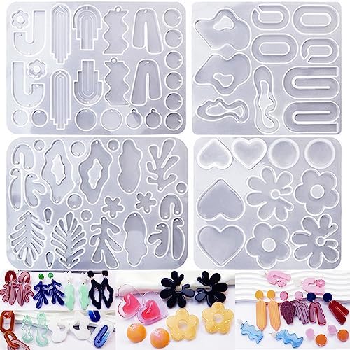 Resin Earring Molds, Set of 4 Style Silicone Earring Molds by ZQYSING