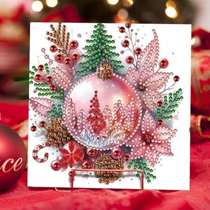 jinglinhh 6pcs Christmas Poinsettia Balls Diamond Art Painting Greeting Cards with Envelopes, DIY Card Making Kits for Adults, Diamond Art Postcards Christmas Cards Craft Gifts - Image 5