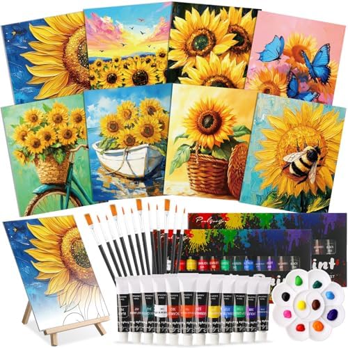 Cholemy 36 Pcs Paint and Sip Kit Gift for Adults 8''x10'',Sunflower by Cholemy