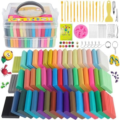 CyAJM Polymer Clay 50 Colors Oven Bake Modeling Clay Kit with Jewelry Tools by CyAJM