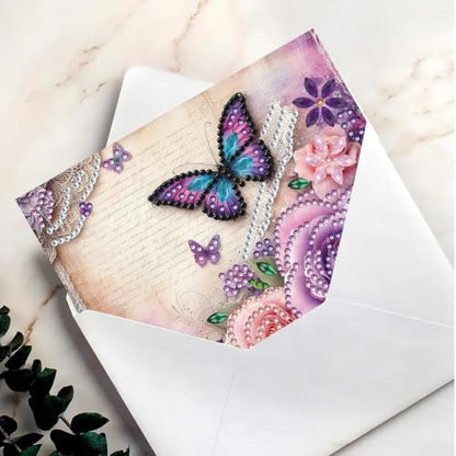 6PCS Flowers and Butterflies Diamond Art Painting Greeting Cards Kit with Envelopes - 5D DIY Diamond Art Card Kits for Adults - Handcrafted Postcards for Birthday & Holiday - Image 6