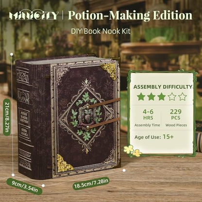 MiniCity Potion-Making DIY Book Nook Kit, Miniature House Puzzle with LED - Image 3