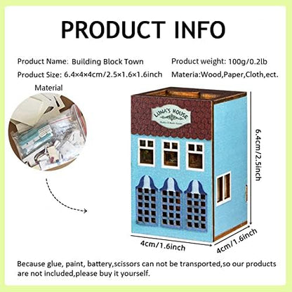 Mini 3D Wooden Doll House Craft Model with LED,DIY Miniature and Furniture Dollhouse Kit,Creative Room Idea for Valentine's Day Birthday Gift (Luna's Apartment) - Image 6