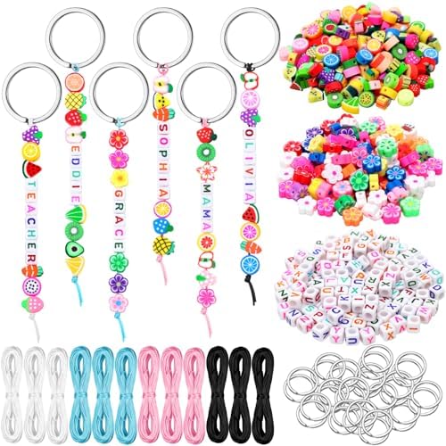 Landical 564 Pcs Fruit Keychain Making Kit DIY Name Bead Key Chain Craft by Landical