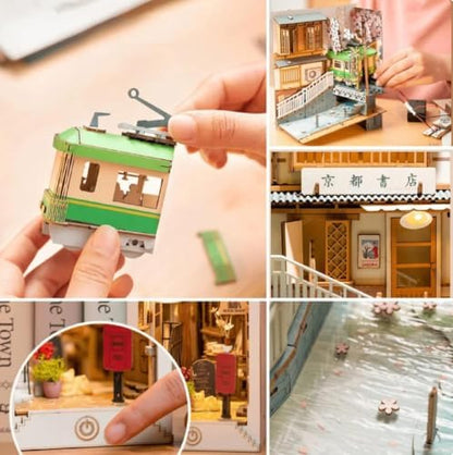 Rolife DIY Book Nook Kit Sakura Densya, DIY Miniature Booknook Kit Creative Decorative Bookend Bookshelf Insert 3D Puzzles for Adults, Halloween/Christmas Decorations/Gifts for Adults (Sakura Densya) - Image 6
