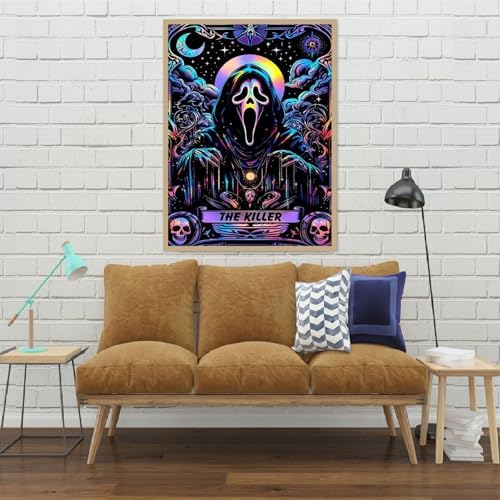 Eiazuiks Halloween Stamping Cross Stitch Kit, Skull Halloween Counting Cross Stitch Kit for Adult Beginners, Full Line DIY Stitching Kit for Home Decor Cross Stitch Patterns 12x16 inches - Image 2