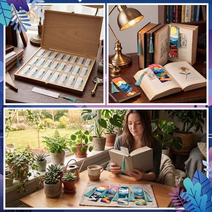 Kosiz 24 Pcs Mountain Paint by Number Kit for Adult Wood Bookmark - Image 5