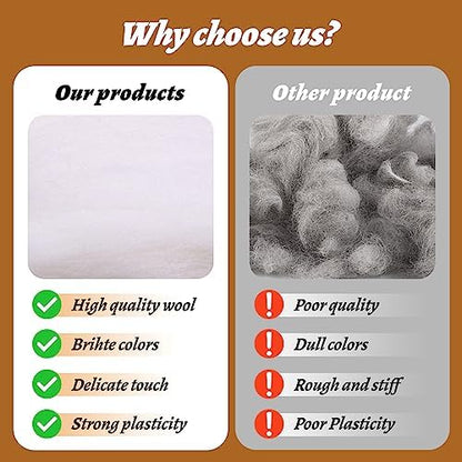 7.02 oz Wool Roving Needle Felting Wool Bulk Needle Felting - Image 5