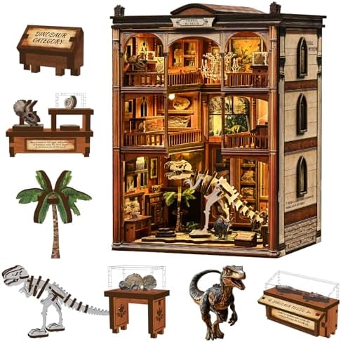 DIY Book Nook Kit, 3D Wooden Puzzle for Adults, Miniature House Kit with Touch LED Light, Gothic Bookshelf Insert Decor, Creative Hobby Gift for Fantasy Lovers by ANTREATU
