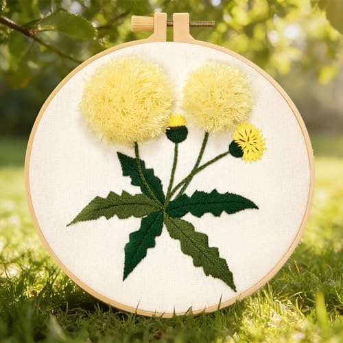 Dandelion Flower Embroidery Kits for Beginners Adults, Hand Embroidery Starter Kits, Cross Stitch Kits for Beginners DIY Craft Kits for Adults Women, Entire Set of Embroidery Supplies & Video Tutorial - Image 2
