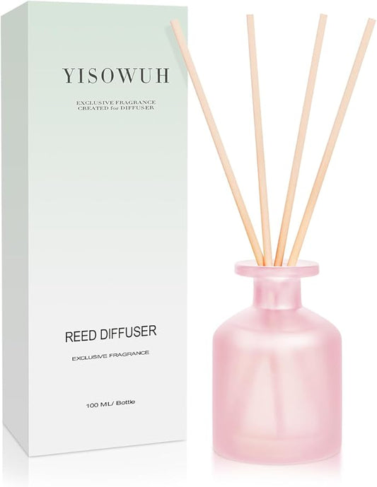 YISOWUH Reed Diffuser - Ebony Rose 3.38oz (100ml) 1 Pack Essential Oil Reed Diffuser Set with 8 Sticks, Long Lasting Fragrance for Home, Bathroom, Bedroom, Room, Decor