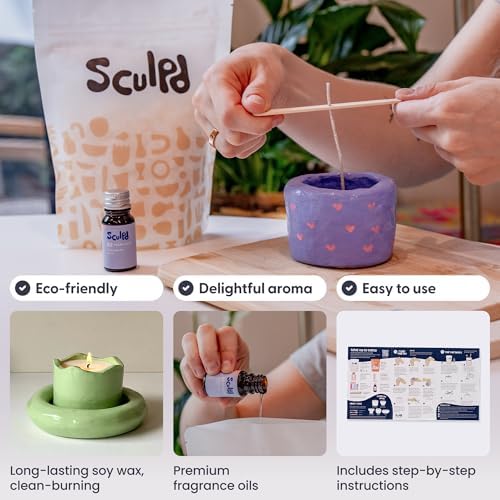 Sculpd Candle Making Kit, 2 Candles, Peony Rose Fragrance, Pastel Tones - Image 3