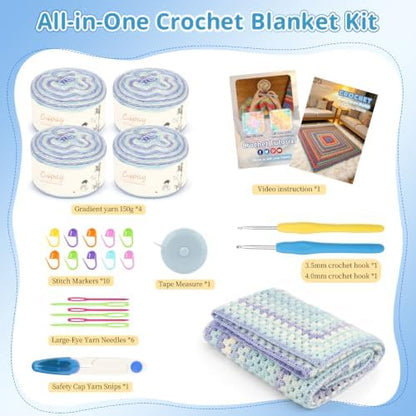 Coopay Crochet Blanket Kit for Beginners w/Step-by-Step Instructions - Image 3