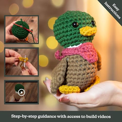 Amigurumi Crochet Kit for Beginners Adults and Kids, Learn to Crochet Kits for Adults Beginner with Easy Yarn, Stuffed Crochet Animal Kit with Step-by-Step Video Tutorials - Dale the Duck - Image 3