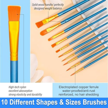 shynek 150pcs Painting Supplies Kit for Adults, 8 * 10In Canvas Boards with Easel Stand, 12 Colors Acrylic Paint Set, Artist Paint Brushes Set, Paint Trays, Sip and Paint Kit - Image 4