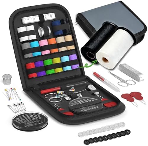 Sewing Kit Gifts for Grandma, Mom, Friend, Traveler, Adults, Beginner, Emergency,Sewing Supplies Accessories with Scissors,Sewing Needles Thimble, Thread,Tape Measure etc (Lt Pewter Gray, S) by LE+PAON