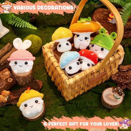 MAGIMUSE Crochet Kit for Beginners, Mushroom Family Crochet Craft Kit - Image 4