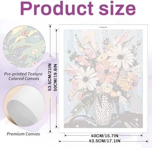 CYNART Flower Paint by Numbers Kit for Adults Beginner, Flower Easy Paint by Number Kits on Canvas, DIY Acrylic Oil Painting by Numbers for Gift Home Decor 16 x 20 inch （Without Frame） - Image 2