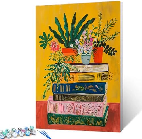 Book Paint by Numbers Kits for Adult Beginners,Boho Paint by Numbers Vintage Digital Oil Painting Kits on Canvas with Brushes and Acrylic Pigment Paintwork Without Framed 16''W x 20''H by Aihonmin