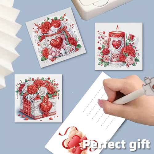12 Pcs Diamond Painting Greeting Cards Kit Rose Flowers Candle Coffee with Envelopes, 5D DIY Special Shaped Rhinestone Art Card Making Kits for Adults, Holiday Blessing Postcards, Creative Craft Gifts - Image 7