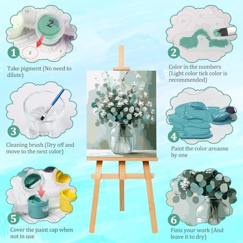 AIRDEA Flowers Paint by Numbers for Adults Beginner,Myosotis Alpestris Painting by Number Kits on Canvas,Frameless,16x20in DIY Acrylic Painting,Home Wall Decor - Image 4