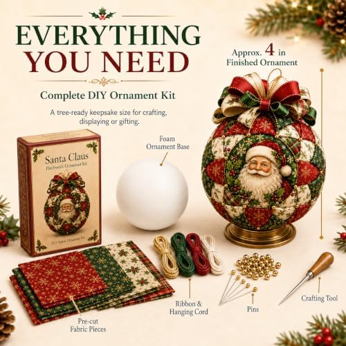 Christmas Classics Patchwork Ornament DIY Kit, No-Sew Ornament Kit (#D) - Image 5