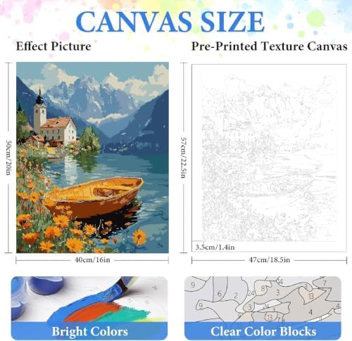 ZRIZQ Paint by Numbers Kit for Adults Beginner,Lake,16x20 - Image 2