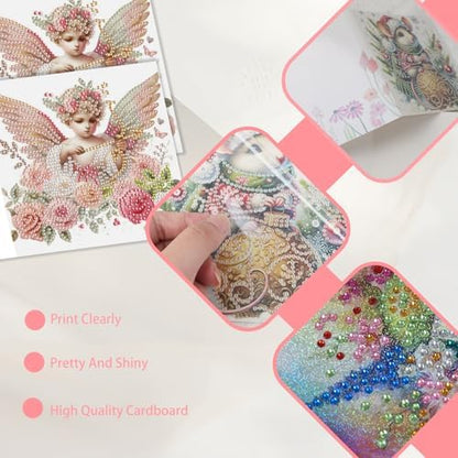 JISHSHAY 6 PCS Angel Diamond Painting Greeting Cards Angel Diamond Art Birthday Cards with Envelopes Gem Art Gem Painting Mosaic Kits for Adults for Thanksgiving Anniversary Valentine Birthday - Image 5